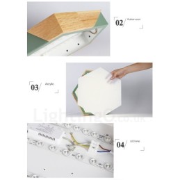 Dimmable Macaron Ultra thin Multi Colours Wood Ceiling Light with Acrylic Shade Ceiling Lamp Nordic Style
