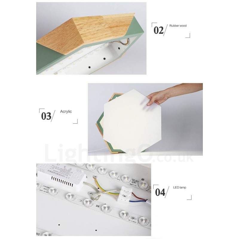 Dimmable Macaron Ultra thin Multi Colours Wood Ceiling Light with Acrylic Shade Ceiling Lamp Nordic Style