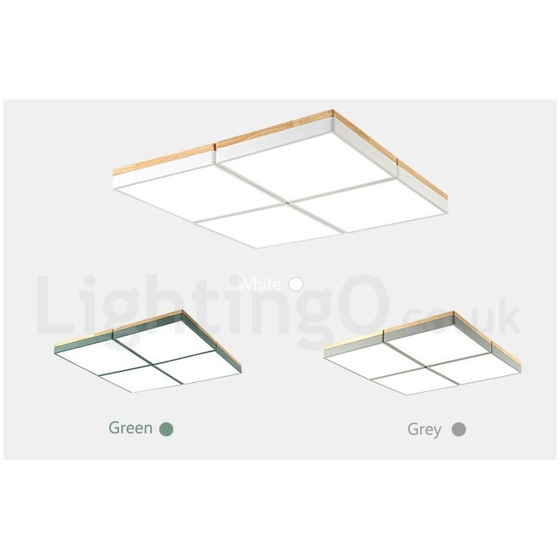 Large Square Dimmable Macaron Ultra thin Multi Colours Wood Ceiling Light with Acrylic Shade Ceiling Lamp Nordic Style