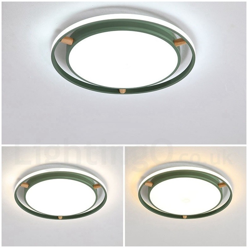 Dimmable Macaron Ultra thin Multi Colours Wood Round Ceiling Light with Acrylic Shade Ceiling Lamp Nordic Style