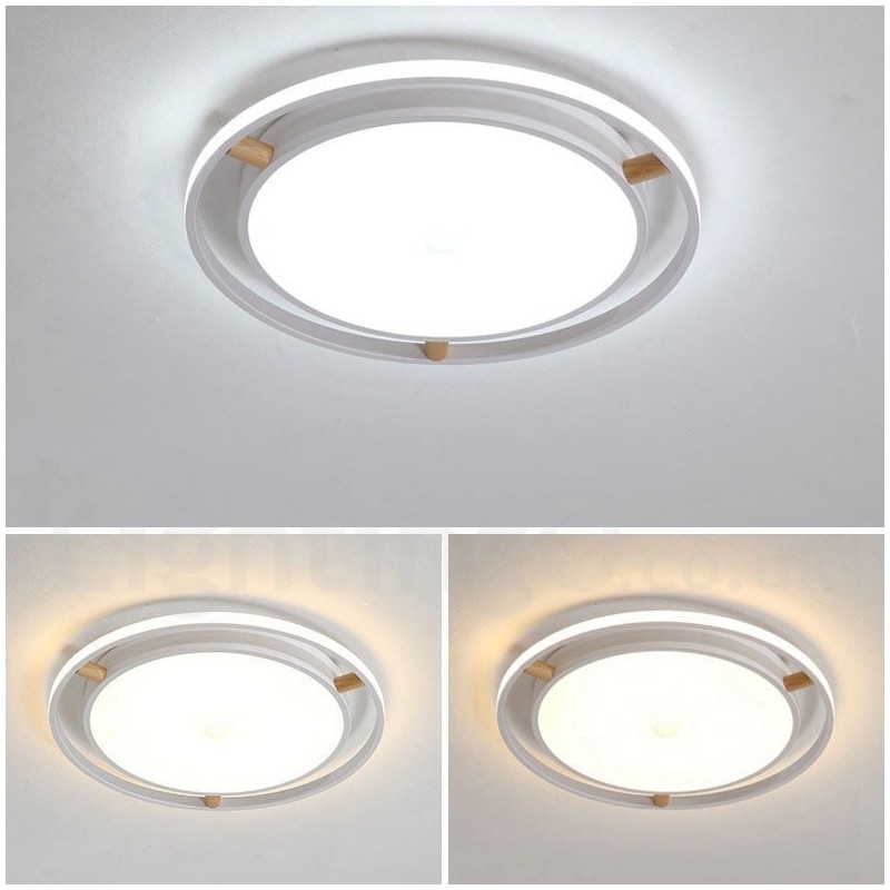 Dimmable Macaron Ultra thin Multi Colours Wood Round Ceiling Light with Acrylic Shade Ceiling Lamp Nordic Style