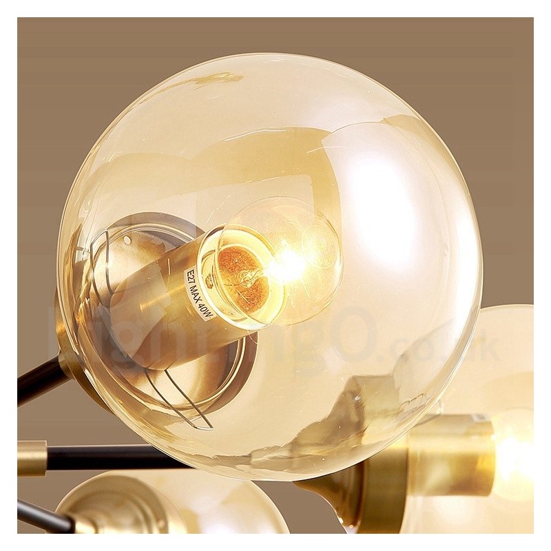 Pure Brass Luxurious Rustic Retro Vintage Brass Pendant Chandelier with Glass Shades