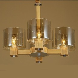 Fashion Pendant lamp Table Wooden Glass Cover