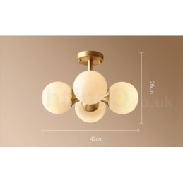 4 Light Pure Brass Modern Contemporary Simple Rustic Retro Vintage Flush Mount Ceiling Light with Glass Shades