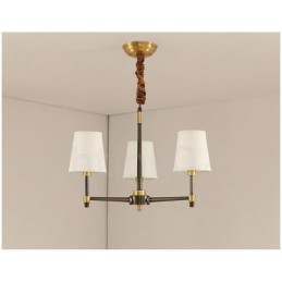 Pure Brass Large Luxurious Rustic Retro Vintage Brass Pendant Chandelier with Fabric Shades
