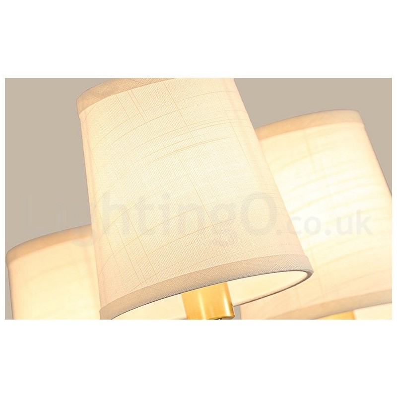 Pure Brass Large Luxurious Rustic Retro Vintage Brass Pendant Chandelier with Fabric Shades