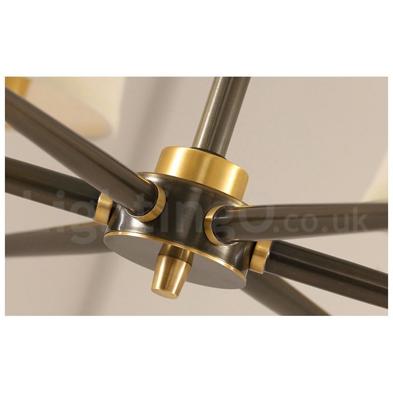 Pure Brass Large Luxurious Rustic Retro Vintage Brass Pendant Chandelier with Fabric Shades