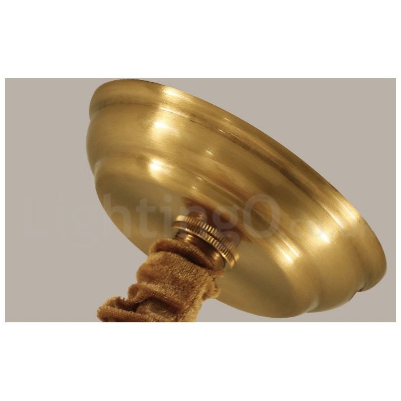 Pure Brass Large Luxurious Rustic Retro Vintage Brass Pendant Chandelier with Fabric Shades