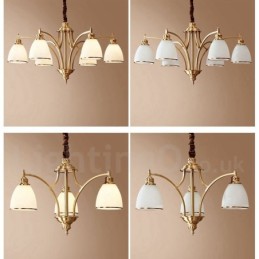 Pure Brass Large Luxurious Rustic Retro Vintage Brass Pendant Chandelier with Glass Shades