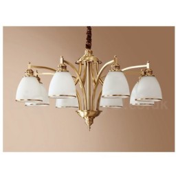 Pure Brass Large Luxurious Rustic Retro Vintage Brass Pendant Chandelier with Glass Shades