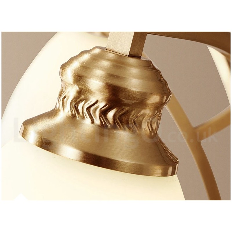 Pure Brass Large Luxurious Rustic Retro Vintage Brass Pendant Chandelier with Glass Shades