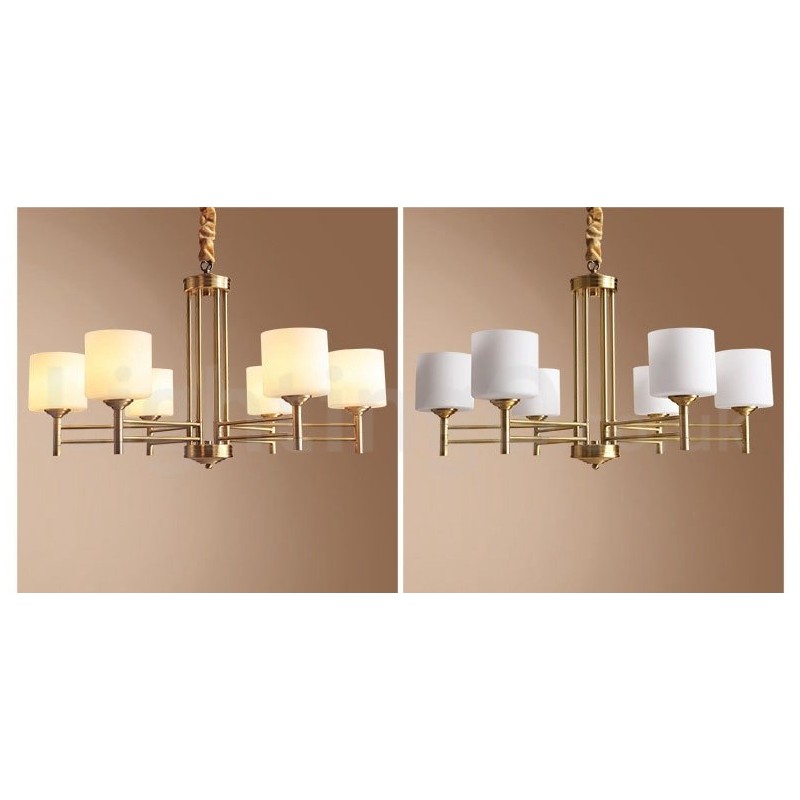 Pure Brass Large Luxurious Rustic Retro Vintage Brass Pendant Chandelier with Glass Shades