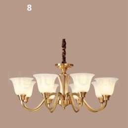 Pure Brass Large Luxurious Rustic Retro Vintage Solid Brass Pendant Chandelier with Glass Shades