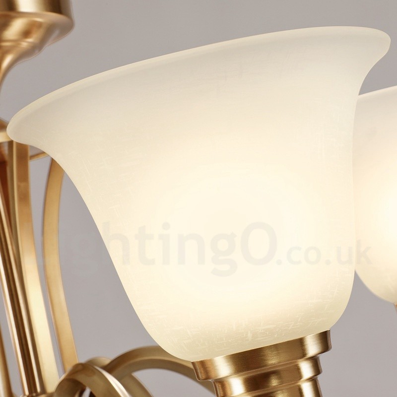 Pure Brass Large Luxurious Rustic Retro Vintage Solid Brass Pendant Chandelier with Glass Shades