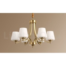 Pure Brass Large Luxurious Rustic Retro Vintage Brass Pendant Chandelier with Glass Shades