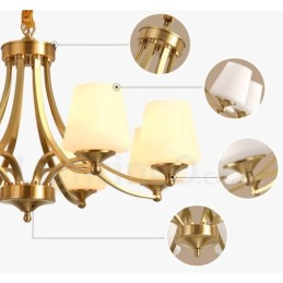 Pure Brass Large Luxurious Rustic Retro Vintage Brass Pendant Chandelier with Glass Shades