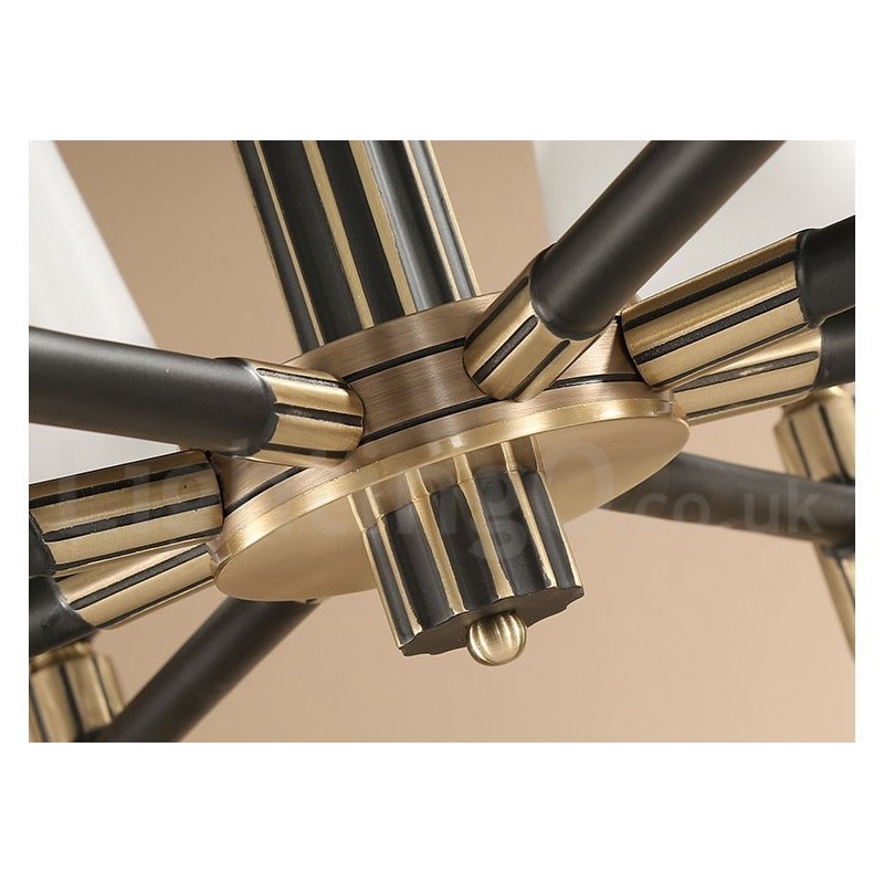 Pure Brass Large Luxurious Rustic Retro Vintage Brass Pendant Chandelier with Glass Shades