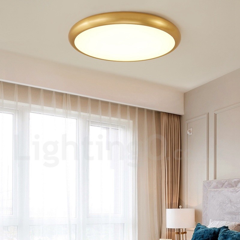 Ultra Thin Dimmable Modern Contemporary Nordic Style Flush Mount Brass Ceiling Lights with Acrylic Shade Also Can Be Used As Wall Light