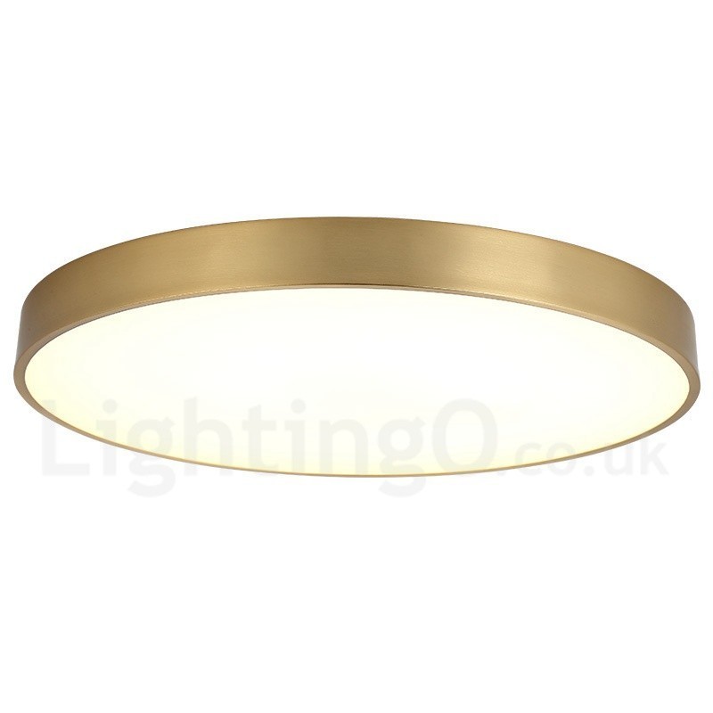 Ultra Thin 100% Brass Round Dimmable Modern Contemporary Nordic Style Flush Mount Brass Ceiling Lights with Acrylic Shade Also Can Be Used As Wall Light