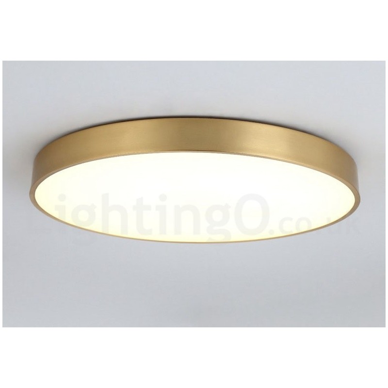 Ultra Thin 100% Brass Round Dimmable Modern Contemporary Nordic Style Flush Mount Brass Ceiling Lights with Acrylic Shade Also Can Be Used As Wall Light