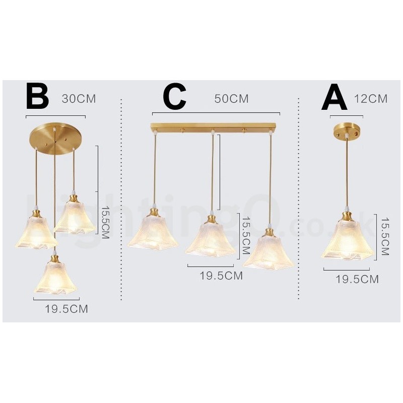 Pure Brass Rustic Lodge Nordic Style Pendant Light with Glass Shade