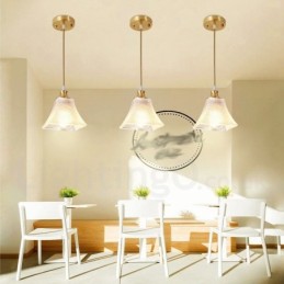 Pure Brass Rustic Lodge Nordic Style Pendant Light with Glass Shade