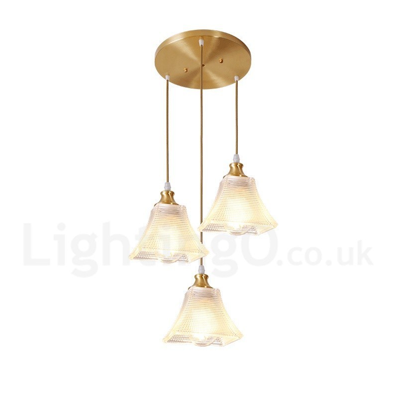 Pure Brass Rustic Lodge Nordic Style Pendant Light with Glass Shade