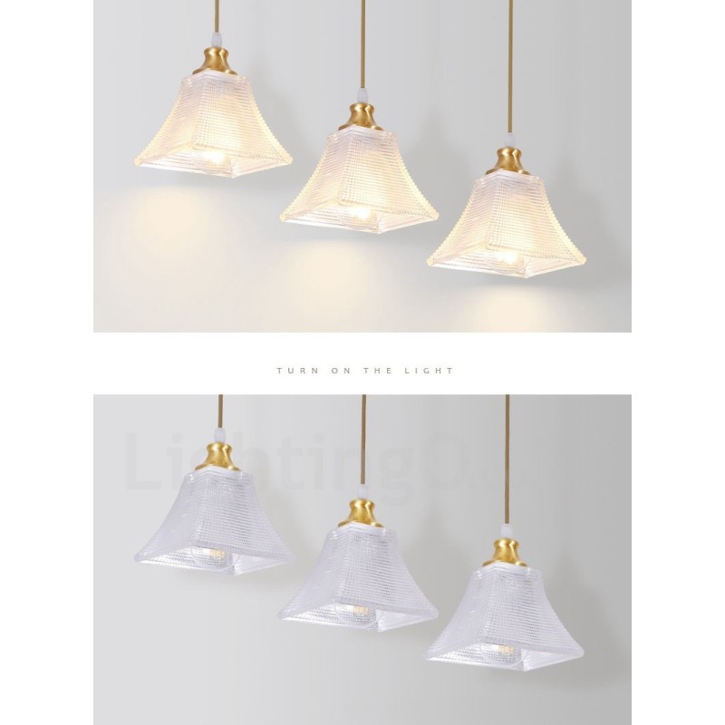 Pure Brass Rustic Lodge Nordic Style Pendant Light with Glass Shade