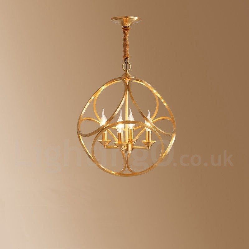 Pure Brass Rustic Lodge Nordic Style Pendant Light