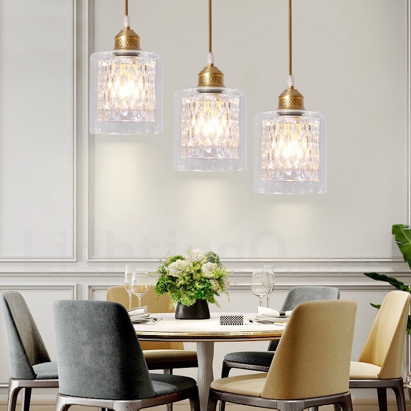 Pure Brass Rustic Lodge Nordic Style Pendant Light with Glass Shade