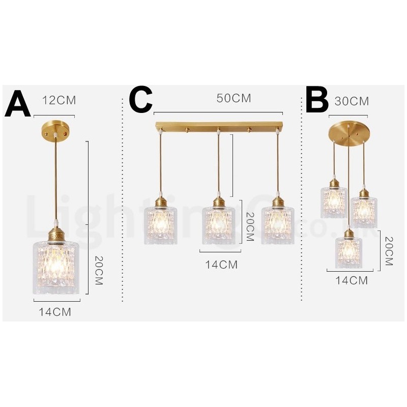 Pure Brass Rustic Lodge Nordic Style Pendant Light with Glass Shade