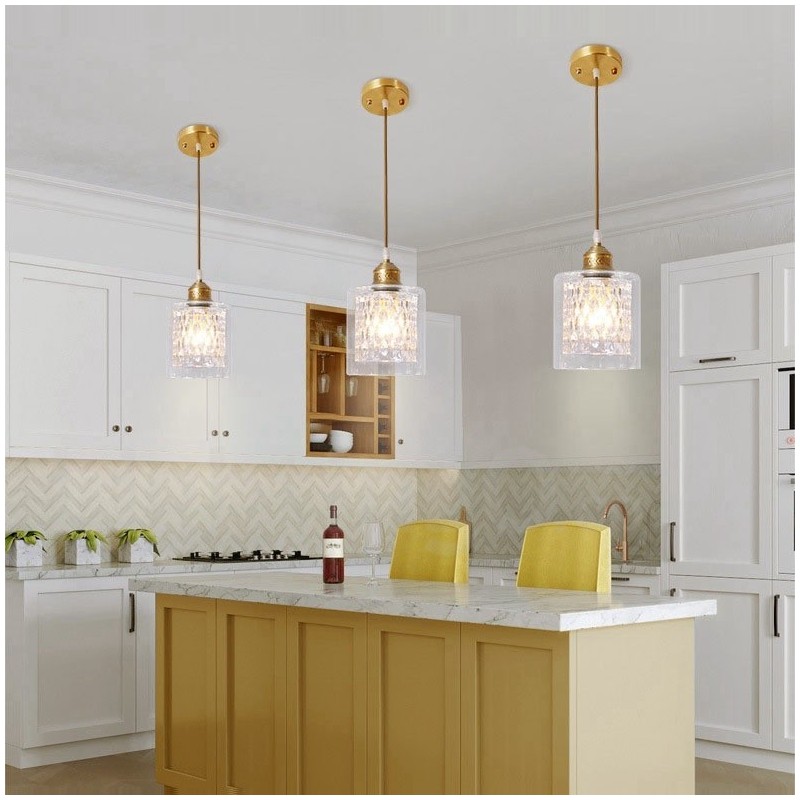 Pure Brass Rustic Lodge Nordic Style Pendant Light with Glass Shade