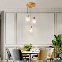 Pure Brass Rustic Lodge Nordic Style Pendant Light with Glass Shade