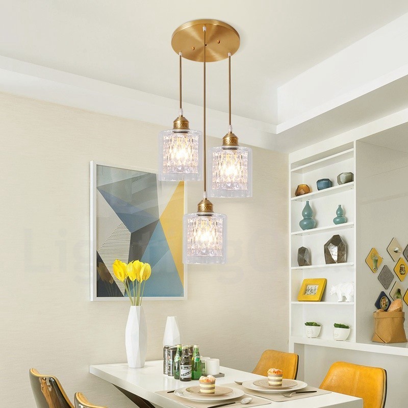 Pure Brass Rustic Lodge Nordic Style Pendant Light with Glass Shade