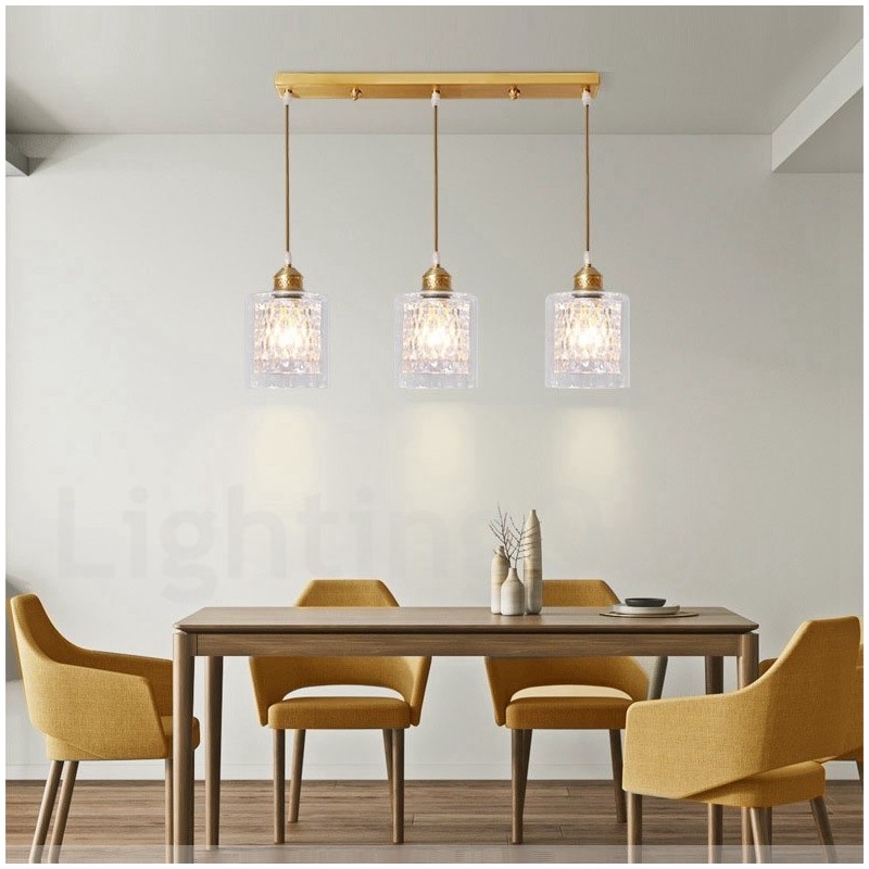 Pure Brass Rustic Lodge Nordic Style Pendant Light with Glass Shade