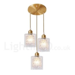 Pure Brass Rustic Lodge Nordic Style Pendant Light with Glass Shade
