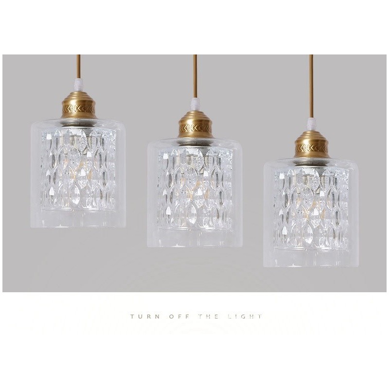 Pure Brass Rustic Lodge Nordic Style Pendant Light with Glass Shade