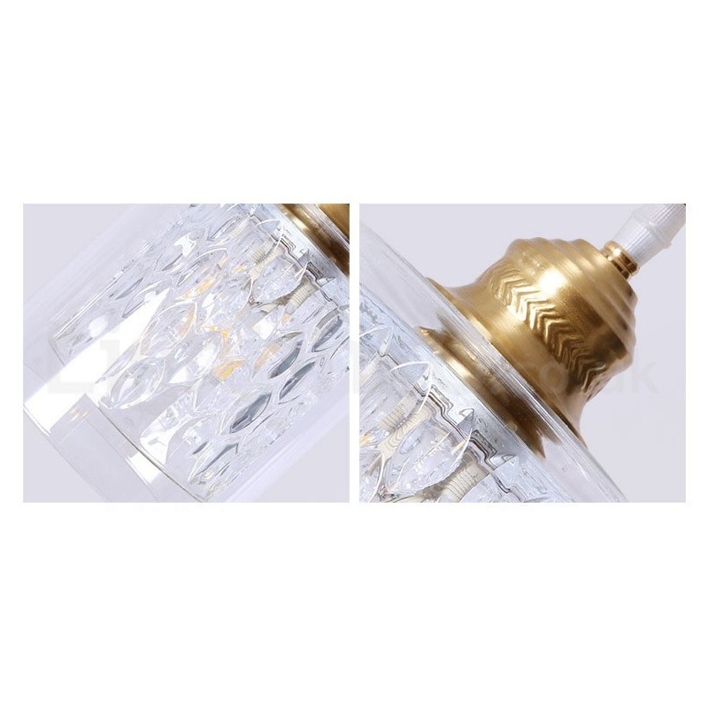 Pure Brass Rustic Lodge Nordic Style Pendant Light with Glass Shade