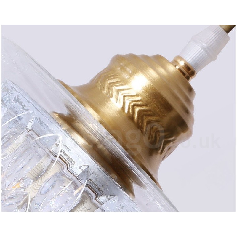 Pure Brass Rustic Lodge Nordic Style Pendant Light with Glass Shade