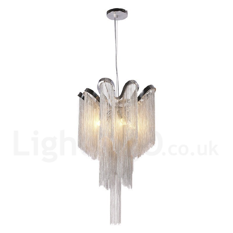 Aluminum Tassels Chandelier Designer Pendant Light Silver Colour