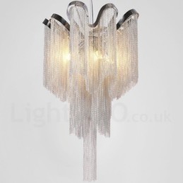 Aluminum Tassels Chandelier Designer Pendant Light Silver Colour