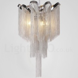 Aluminum Tassels Chandelier Designer Pendant Light Silver Colour