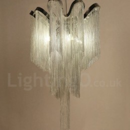 Aluminum Tassels Chandelier Designer Pendant Light Silver Colour