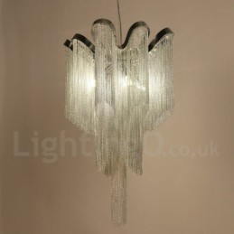 Aluminum Tassels Chandelier Designer Pendant Light Silver Colour