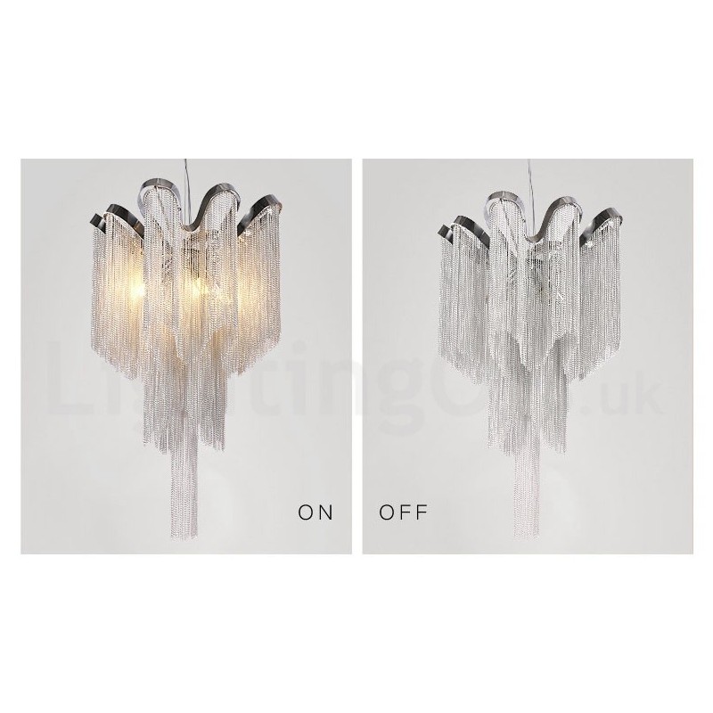 Aluminum Tassels Chandelier Designer Pendant Light Silver Colour