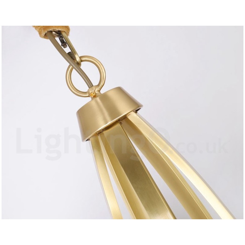 3 Light Pure Brass Large Luxurious Rustic Retro Vintage Brass Pendant Chandelier with Glass Shades