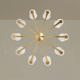 Retro Vintage Brass Pendant Chandelier with Glass Shades