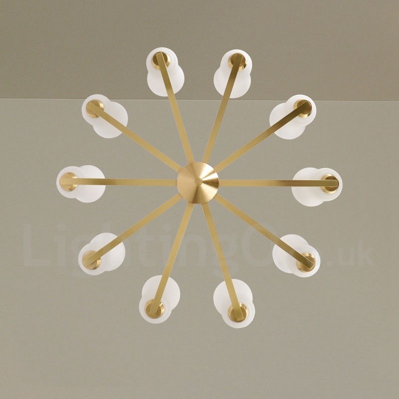 Retro Vintage Brass Pendant Chandelier with Glass Shades