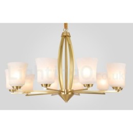 Retro Vintage Brass Pendant Chandelier with Glass Shades