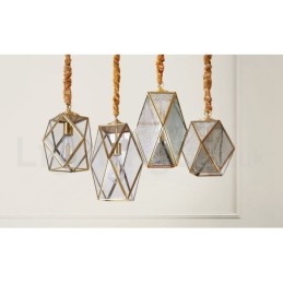 Pure Brass Rustic Lodge Nordic Style Pendant Light with Glass Shade